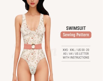 Bikini Sewing Pattern – PDF Digital Sewing Patterns for Swimsuits and Swimwear, Sizes XXS–XXL