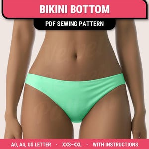 Bikini & Swimsuit Sewing Pattern Digital PDF. Plus Sizes XXS to XXL. Tops, bottoms and swimwear with low, medium and full coverage. Beginner