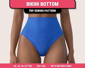 Bikini Bottom - Swimsuit Sewing Pattern, Plus Sizes XXS-XXL (Digital PDF)