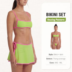 Patrón de costura de bikini: patrones de costura digitales en PDF para trajes de baño y trajes de baño, tallas XXS a 4XL