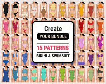 Bikini & Swimsuit Sewing Pattern Bundle: 15 Customizable Designs (Digital PDF)