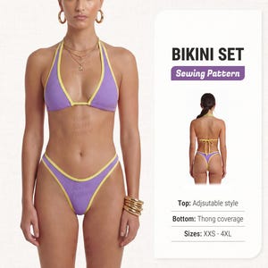 Bikini Sewing Pattern – PDF Digital Sewing Patterns for Swimsuits and Swimwear, Sizes XXS–4XL