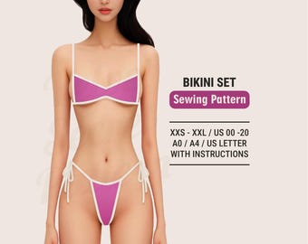 Bikini Sewing Pattern PDF: Swimsuits and Swimwear in All Sizes XXS–XXL (Digital Download)
