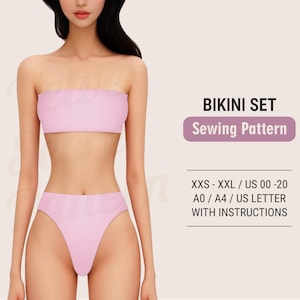 Bikini Sewing Pattern – PDF Digital Sewing Patterns for Swimsuits and Swimwear, Sizes XXS–XXL