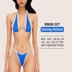 Patrón de costura de bikini en PDF: Trajes de baño y trajes de baño en todas las tallas XXS-XXL (Descarga digital)
