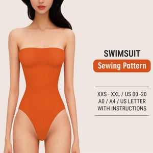 Mönster för baddräkt: Hel bikini, XXS-XXL (digital PDF)