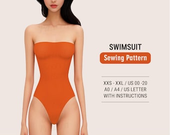 Swimsuit Sewing Pattern: One-Piece Bikini, XXS-XXL (Digital PDF)