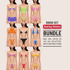 Bikini Sewing Pattern Bundle – PDF Digital Sewing Patterns for Swimsuits and Swimwear, Sizes XXS–XXL