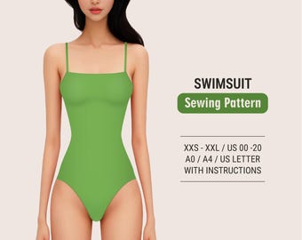 Swimsuit Sewing Pattern, Bikini, One-Piece, XXS-XXL (Digital PDF)