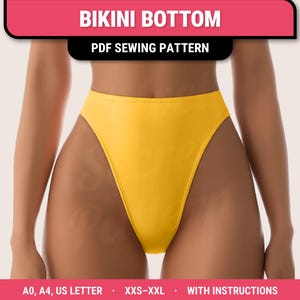 Naaipatroon bikini en badpak digitale pdf. Plusmaten XXS tot XXL. Tops, broekjes en badkleding met lage, gemiddelde en volledige bedekking. Beginner