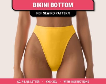 Bikini & Swimsuit Sewing Pattern Digital PDF. Plus Sizes XXS to XXL. Tops, bottoms and swimwear with low, medium and full coverage. Beginner