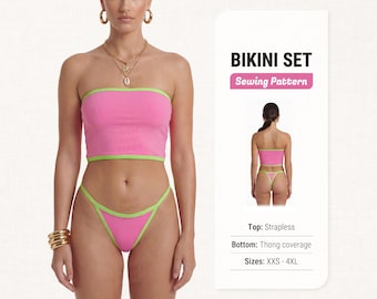 Bikini Sewing Pattern – PDF Digital Sewing Patterns for Swimsuits and Swimwear, Sizes XXS–4XL