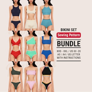 Bikini Sewing Pattern Bundle – PDF Digital Sewing Patterns for Swimsuits and Swimwear, Sizes XXS–XXL