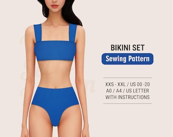Bikini Sewing Pattern PDF: Swimsuits and Swimwear in All Sizes XXS–XXL (Digital Download)