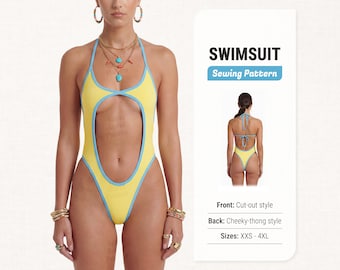 Swimsuit Sewing Pattern – PDF Digital Sewing Patterns for Bikini and Swimwear, Sizes XXS–4XL