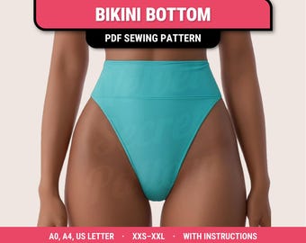 Sewing Pattern Bikini Bottom. Sizes XXS to XXL. Reversible tops and bottoms. Diy Swimsuit Tutorial beginner digital sewing pattern for women