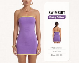 Swimsuit Pattern – PDF Digital Sewing Patterns for Bikini and Swimwear, Sizes XXS–4XL