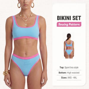 Bikinimönster – PDF digitala sömnadsmönster för baddräkter och badkläder, storlekar XXS–4XL