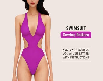 Bikini Sewing Pattern – PDF Digital Sewing Patterns for Swimsuits and Swimwear, Sizes XXS–XXL