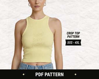 Crop Top Sewing Pattern: Sleeveless, tank, high neck, halter. Sizes XXS–4XL (Digital PDF)