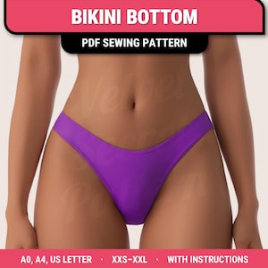 Sewing Pattern Bikini Bottom. Sizes XXS to XXL. Reversible tops and bottoms. Diy Swimsuit Tutorial beginner digital sewing pattern for women