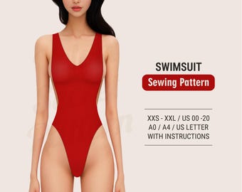 Bikini Sewing Pattern – PDF Digital Sewing Patterns for Swimsuits and Swimwear, Sizes XXS–XXL