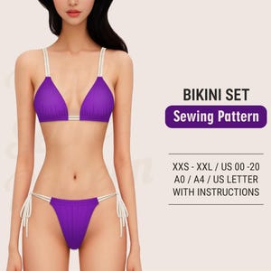 Bikini Sewing Pattern – PDF Digital Sewing Patterns for Swimsuits and Swimwear, Sizes XXS–XXL