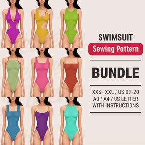Bikini Sewing Pattern – PDF Digital Sewing Patterns for Swimsuits and Swimwear, Sizes XXS–XXL