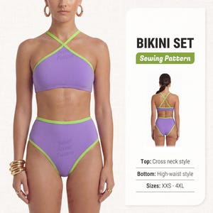 Bikini Sewing Pattern – PDF Digital Sewing Patterns for Swimsuits and Swimwear, Sizes XXS–4XL