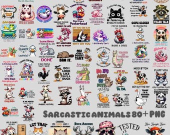 Sarcastic Animals Png Bundle, Sarcastic Mug Prints, Animal quotes png, Funny Quotes, Animal lovers, sublimation file , Digital Files , gift