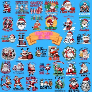 Funny Santa PNG Bundle 60+, père noël png, drôle de Noël png, fichier coupé, père Noël sarcastique, sublimation père noël, t-shirt père noël