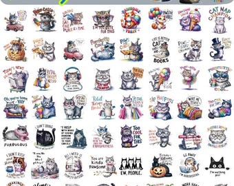 Funny Cat Quotes 60+ PNG, Cat lover PNG , funny cat, crazy cat, cat T-shirts Designs, Commercial use, pets png ,cat designs, sarcastic cat