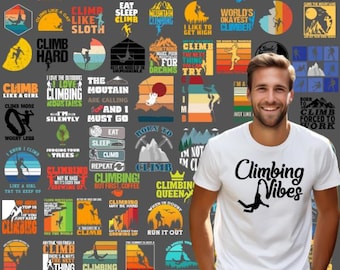 Climbing PNG Bundle: Retro Rock Climber Designs (Commercial Use)