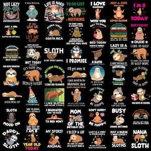 Sarcastic Sloth Bundle 80+ PNG, Sloth lover PNG , funny Sloth, Sloth T-shirts Designs, Commercial use , Quirky Sloth, sarcastic png