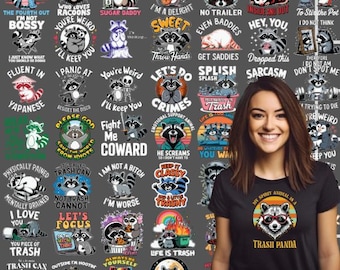 Funny Racoon Bundle 100+ PNG, Racoon lover PNG , Feral Racoon, Racoon T-shirts Designs, Commercial use , Quirky Racoon, sarcastic quotes png