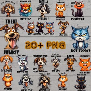 Bundle Png pour les amoureux des animaux de compagnie, chat drôle, chien drôle Png, graphiques drôles, propriétaire de chat, dessins de chat, chemise de chat, propriétaire de chien, fichier numérique, chemise de chien