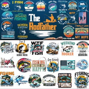 Fisherman 50+ Png Bundle, Disegni del pescatore, File di pesca, Citazioni divertenti sui pesci, Hooker Png, Maglietta del pescatore, File Cricut, Download immediato