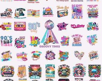 Nostalgia 80s and 90s Png Bundle, Nostalgia 80s, Retro Graphics, Disco retro, 90s Cliparts,back in time, 90s & 80s Party, Bundle Sublimation
