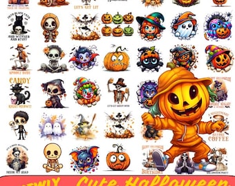 100+ Cute Halloween Bundle PNG, Halloween Png, Spooky Season , Fall Png, Cute Halloween figures, Halloween T-shirts Designs, Commercial use