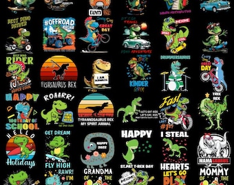 Pakiet zabawnych dinozaurów, cytaty z dinozaurów PNG, zabawne cytaty T-Rex, natychmiastowe pobieranie, wykorzystanie komercyjne, grafika T-Rex, sublimacja T-Rex