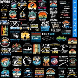 Fisherman Bundle 80+ Png Bundle, Fisherman Designs, Fishing Files, Funny Fish Quotes, Hooker Png, Fisherman Shirt, Instant Download, Fish
