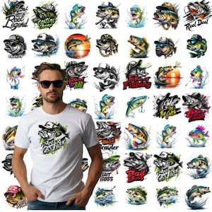 Paquete de más de 100 imágenes PNG de pesca de lubina, diseños de pescadores, archivos de pesca, citas divertidas sobre peces, prostituta PNG, camiseta de pescador, archivos de lubina, descarga instantánea