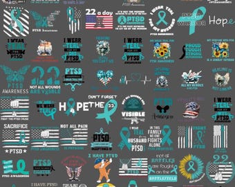 100+ PTSD Awareness PNG Bundle, Fight with Fear, Positive Quotes, mental health, PTSD Shirt, Ptsd Graphics, Bundle Sublimation, Cut file