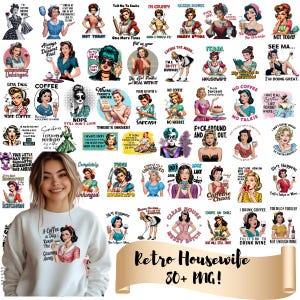 Retro Housewife 80+ Png Bundle, Sarcastic Women, Retro Printable images, Housewife Graphics, Retro Women, Digital download, Sublimation PNG