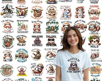 Funny Sloth Bundle 100+ PNG, Sloth lover PNG , funny Sloth, Sloth T-shirts Designs, Commercial use , Quirky Sloth, sarcastic quotes png