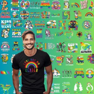 LGBT-Zitate druckbares Bündel, Gay Pride Png, Regenbogen-Bundle, LGBT-Zitate, Transgender-Shirt, Pride-Grafik, kommerzielle Nutzung