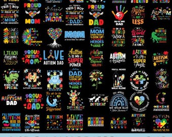 Pacote de conscientização sobre autismo Png, Pacote positivo sobre autismo, Citações sobre autismo, Conscientização sobre autismo, Camiseta sobre autismo, Professor de autismo, PNG motivacional