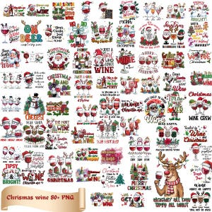 Kerstwijnbundel 80+ png, wijnliefhebber, kerstafdrukbaar, wijnmakerij png, wijncitaten, kerstbestanden, grappig wijncitaat, png-bundel