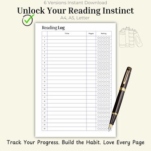 Registro de lectura, Seguimiento de lectura, Imprimible, Libros para leer, Libros que he leído, Lista de libros, A4, A5, Carta, Descarga instantánea en PDF, iPad, Goodnotes