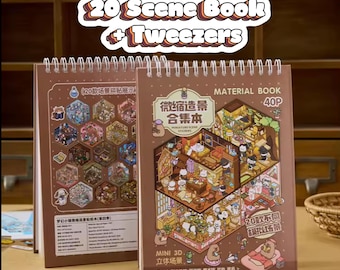 20 Mini-Designed 3D Isometric Kawaii Landscaping Scene Sticker Book. Reusable Waterproof PET Materials.